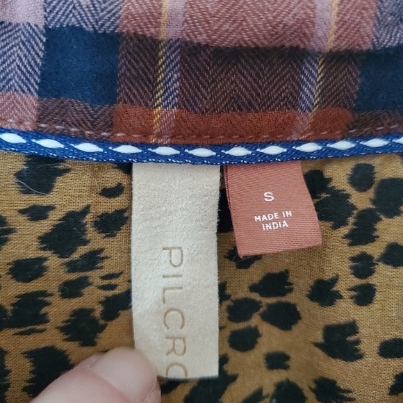 Anthropologie Pilcro Cropped Plaid Flannel Raw Hems Size Small High-Low - Picture 5 of 11